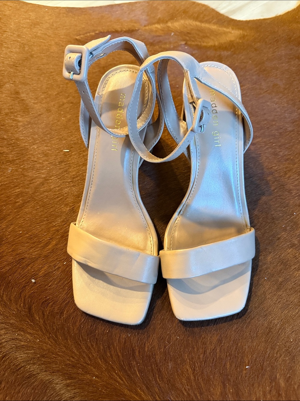 Madden Girl Nude Block Heel Strappy Sandal